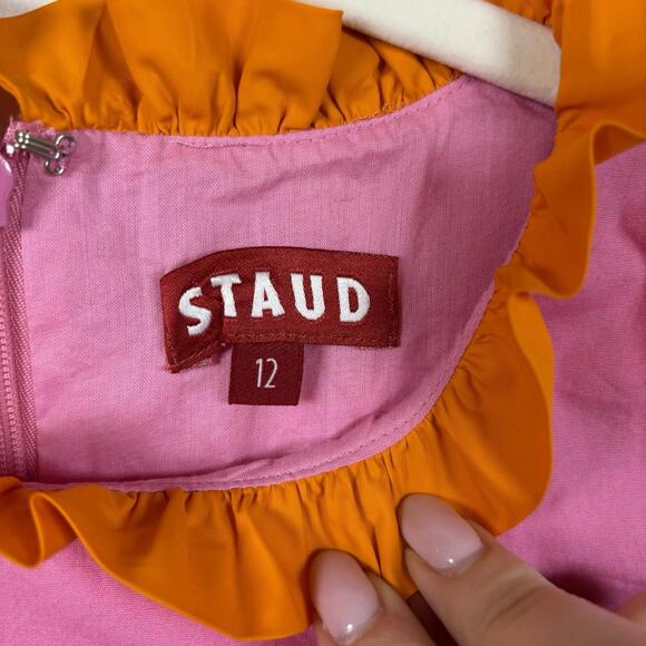 Staud Womens Carolina Dress Pink And Orange Size 12 Preppy Old Money Nautical - Picture 3 of 7